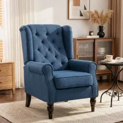 Sillón de Salón con Reposabrazos y Patas de Madera Butaca Carga 160 kg para Dormitorio Oficina Sala de Estar 74x... - Ogal.Es