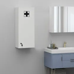 Botiquín de Pared de Primeros Auxilios 5 Niveles con Estantes Ajustables de Vidrio Cerradura Llaves 30x20x70 cm ... - Ogal.Es