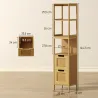 Armario Alto para Baño con 3 Estantes y 2 Cajones de Bambú Estilo Moderno 30x30x142,5 cm Natural - Ogal.Es
