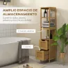 Armario Alto para Baño con 3 Estantes y 2 Cajones de Bambú Estilo Moderno 30x30x142,5 cm Natural - Ogal.Es