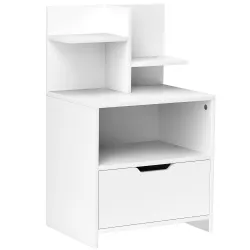 Mesita de Noche Mesilla de Noche Moderna con Cajón y Estantes de Almacenamiento para Salón Dormitorio 45x35x73cm... - Ogal.Es