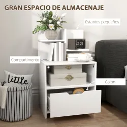 Mesita de Noche Mesilla de Noche Moderna con Cajón y Estantes de Almacenamiento para Salón Dormitorio 45x35x73cm... - Ogal.Es