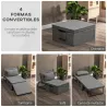 Sillón Cama Tapizado en Lino con Respaldo Ajustable de 5 Niveles Almohada Acolchada 75x80x74 cm Gris - Ogal.Es