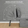 Sillón Cama Tapizado en Lino con Respaldo Ajustable de 5 Niveles Almohada Acolchada 75x80x74 cm Gris - Ogal.Es