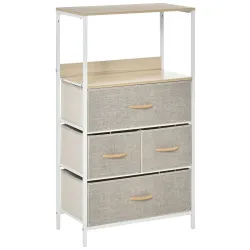 Cómoda Mueble de Almacenamiento cómoda 4 cajones Extraíbles 1 estante 58x29x103 cm Gris Blanco - Ogal.Es