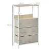Cómoda Mueble de Almacenamiento cómoda 4 cajones Extraíbles 1 estante 58x29x103 cm Gris Blanco - Ogal.Es