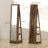 Espejo Joyero Giratorio 360° Armario para Joyas con Cerradura y Espejo Pequeño Incorporado 38x38x160 cm Marrón R... - Ogal.Es