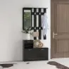 Conjunto de Recibidor de Entrada con Espejo Perchero y Zapatero Muebles de Recibidor de 2 Piezas con 6 Ganchos N... - Ogal.Es