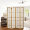 Biombo de 4 Paneles Plegable con Marco de Madera 160x170 cm para Dormitorio Oficina Salón Natural - Ogal.Es