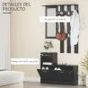 Conjunto de Recibidor de Entrada con Espejo Perchero y Zapatero Muebles de Recibidor de 2 Piezas con 6 Ganchos N... - Ogal.Es