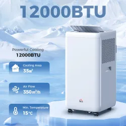 Aire Acondicionado Portátil 12000 BTU 5 en 1 Enfriamiento Deshumidificador Ventilador Temporizador para 35 m² Bl... - Ogal.Es
