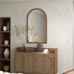 Espejo de Pared 65x110 cm con Marco de Madera en Forma de Ventana Espejo Decorativo para Salón Dormitorio Marrón... - Ogal.Es