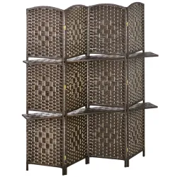 Biombo Separador de Ambientes 4 Paneles 160x170 cm con 2 Estantes de Exhibición Pantalla de Privacidad Plegable ... - Ogal.Es