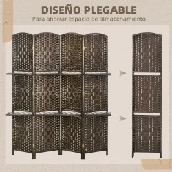 Biombo Separador de Ambientes 4 Paneles 160x170 cm con 2 Estantes de Exhibición Pantalla de Privacidad Plegable ... - Ogal.Es