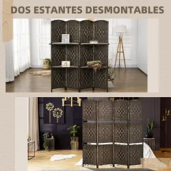 Biombo Separador de Ambientes 4 Paneles 160x170 cm con 2 Estantes de Exhibición Pantalla de Privacidad Plegable ... - Ogal.Es