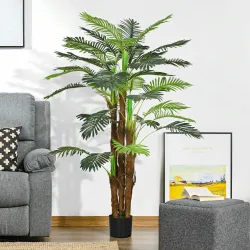 Planta Artificial Decorativa 160 cm Palmera Artificial con Maceta y Hojas para Interior Verde - Ogal.Es