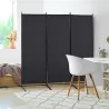 Biombo Separador de Ambientes de 3 Paneles 253x50x182 cm Divisor de Habitación Plegable con 6 Pies de Metal Negro - Ogal.Es