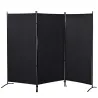 Biombo Separador de Ambientes de 3 Paneles 253x50x182 cm Divisor de Habitación Plegable con 6 Pies de Metal Negro - Ogal.Es