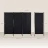Biombo Separador de Ambientes de 3 Paneles 253x50x182 cm Divisor de Habitación Plegable con 6 Pies de Metal Negro - Ogal.Es