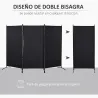 Biombo Separador de Ambientes de 3 Paneles 253x50x182 cm Divisor de Habitación Plegable con 6 Pies de Metal Negro - Ogal.Es