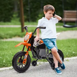 Moto Eléctrica para Niños 12V 2 Motores Suspensión Trasera Ruedas de Apoyo Desmontables Música Niños 3-6 Años Na... - Ogal.Es