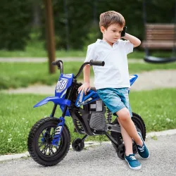 Moto Eléctrica para Niños 12V con 2 Motores Suspensión Trasera Ruedas de Apoyo Desmontables Música Niños 3-6 Año... - Ogal.Es