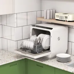 Lavavajillas Pequeño con 5+1 Programas Dos Modos de Suministro de Agua Depósito de Agua de 6L Pantalla LED Blanco - Ogal.Es