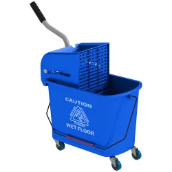 Cubo de Fregona con Ruedas 20 L Cubo de Fregar con Escurridor y Asa de Transporte para Doméstico y Comercial Azul - Ogal.Es