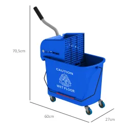 Cubo de Fregona con Ruedas 20 L Cubo de Fregar con Escurridor y Asa de Transporte para Doméstico y Comercial Azul - Ogal.Es