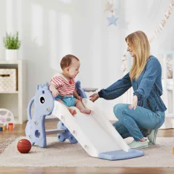 Tobogán Infantil 3 en 1 para Niños 1-3 Años con Escalera Canasta de Baloncesto y Diseño de Jirafa 106x51,5x52 cm... - Ogal.Es