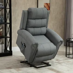 Sillón Relax Reclinable Eléctrico Levanta Personas con Masaje Vibratorio y Calor Control Remoto Gris - Ogal.Es