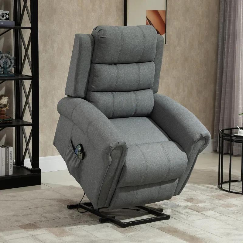 Sillón Relax Reclinable Eléctrico Levanta Personas con Masaje Vibratorio y Calor Control Remoto Gris - Ogal.Es