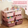 Torre de Almacenamiento Infantil con 6 Cajones Organizador de Juguetes con Bordes Redondeados y Asas 75x37x56,5 ... - Ogal.Es