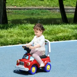 Coche Correpasillos para Niños de 18-36 Meses con 3 Luces Música Volante y Compartimento de Almacenaje 49x24x42 ... - Ogal.Es