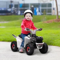 Quad Eléctrico para Niños 6V Quad para Niños de 18-36 Meses con Avance y Retroceso Velocidad de 2,5 km/h Blanco - Ogal.Es