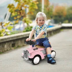 Coche Correpasillos para Bebés de 12 a 36 Meses con Bocina Compartimento de Almacenaje y Volante 58x27x35 cm Rosa - Ogal.Es