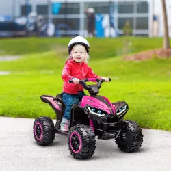 Quad Eléctrico para Niños de 3-5 Años Vehículo Eléctrico a Batería 12V con 2 Motores 83x53x55,5 cm Rosa - Ogal.Es