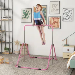 Barra de Gimnasia Artística Plegable Altura Ajustable Equipo de Gimnasia para Entrenamiento en Casa Rosa - Ogal.Es