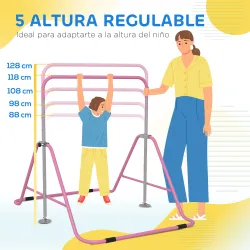 Barra de Gimnasia Artística Plegable Altura Ajustable Equipo de Gimnasia para Entrenamiento en Casa Rosa - Ogal.Es