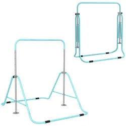Barra de Gimnasia Artística Plegable Altura Ajustable Equipo de Gimnasia para Entrenamiento en Casa Verde - Ogal.Es