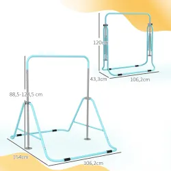 Barra de Gimnasia Artística Plegable Altura Ajustable Equipo de Gimnasia para Entrenamiento en Casa Verde - Ogal.Es