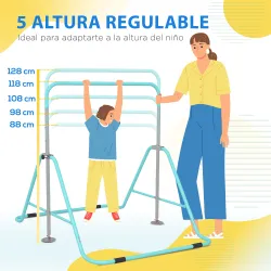 Barra de Gimnasia Artística Plegable Altura Ajustable Equipo de Gimnasia para Entrenamiento en Casa Verde - Ogal.Es