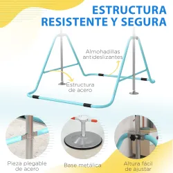 Barra de Gimnasia Artística Plegable Altura Ajustable Equipo de Gimnasia para Entrenamiento en Casa Verde - Ogal.Es