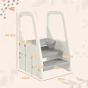 Taburete para Niños Ajustable de 2 a 3 Peldaños Torre de Aprendizaje Escalera para Niños de 2-5 Años Gris - Ogal.Es