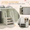 Taburete para Niños Ajustable de 2 a 3 Peldaños Torre de Aprendizaje Escalera para Niños de 2-5 Años Gris - Ogal.Es