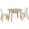 Conjunto Infantil de Mesa y 2 Sillas de Madera con Respaldo en Forma de Oso y Espacio de Almacenaje para Niños 3... - Ogal.Es
