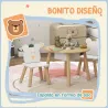 Conjunto Infantil de Mesa y 2 Sillas de Madera con Respaldo en Forma de Oso y Espacio de Almacenaje para Niños 3... - Ogal.Es