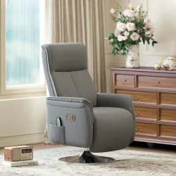 Sillón de Masaje Eléctrico con Reposapiés Sillón Relax Giratorio y Reclinable con Mando 68,5x77x117 cm Gris - Ogal.Es