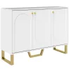 Aparador con 3 Puertas Arqueadas Estantes Ajustables y Patas Doradas 106,5x35x77,5 cm Blanco - Ogal.Es