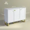 Aparador con 3 Puertas Arqueadas Estantes Ajustables y Patas Doradas 106,5x35x77,5 cm Blanco - Ogal.Es